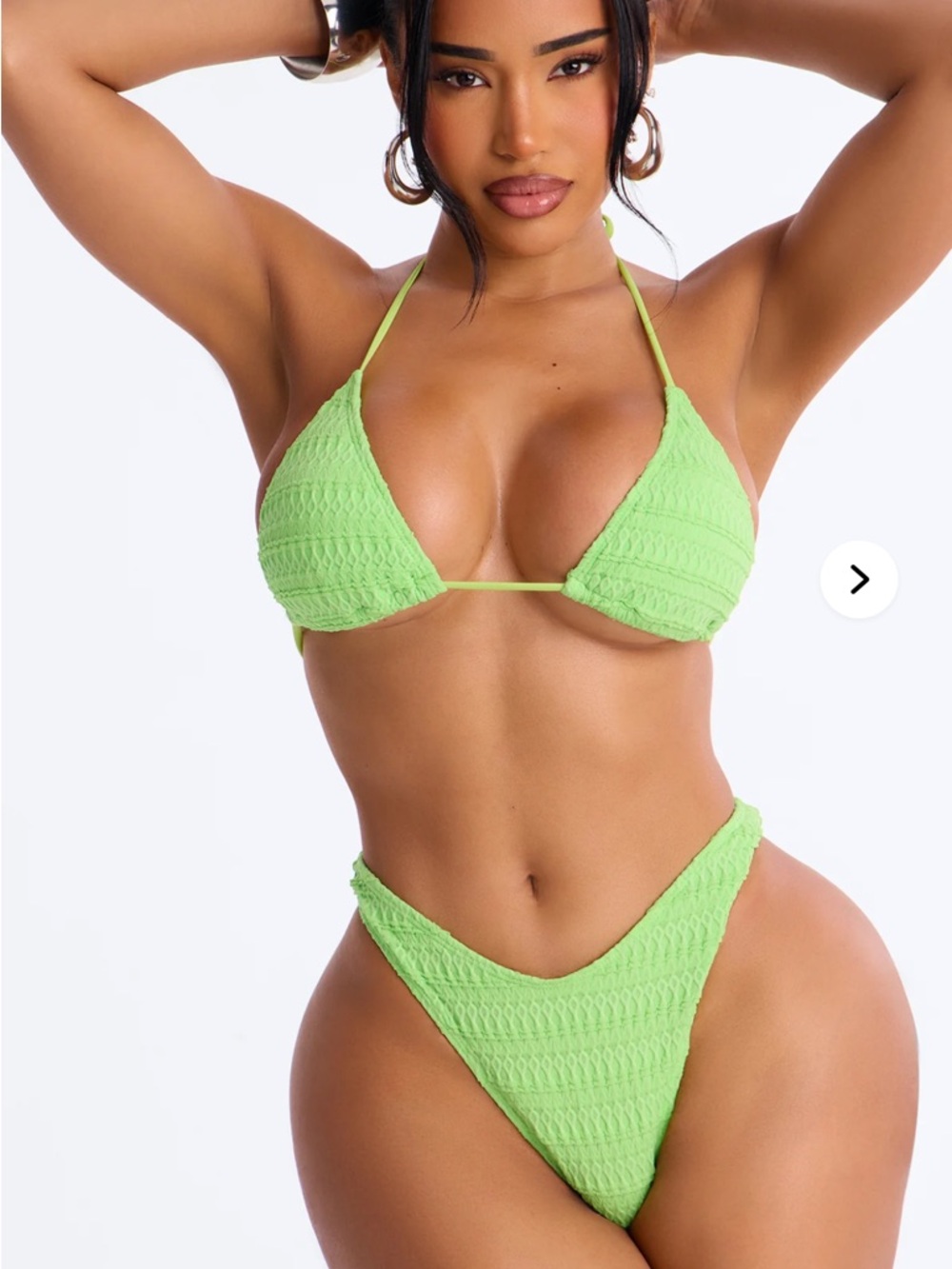 Textured  Lime Green Triangle Bikini Set plus Sz 1X nwt